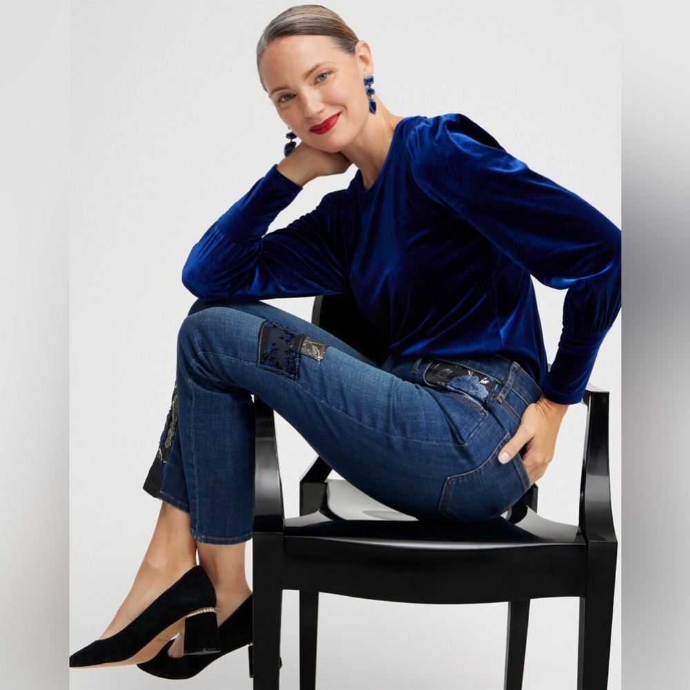 Girlfriend Patchwork Ankle Jeans Chico’s Size 14u… - image 5